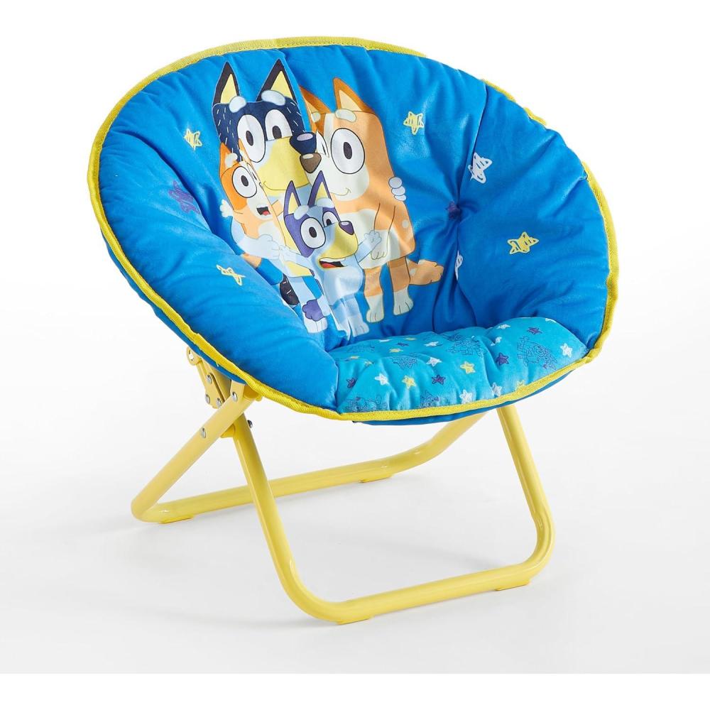 imageBluey Toddler Saucer Chair 19 Folding Kids Chair Ages 3 Portable ampamp Lightweight Cozy Padded Seat for Playroom Bedroom
