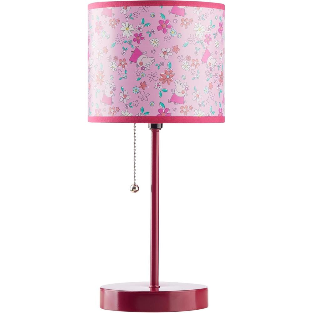 imagePeppa Pig Kids Table Lamp for KidsStick Lamp with Printed Shade ampamp Pull ChainBedroom or Nursery Nightstand Lighting