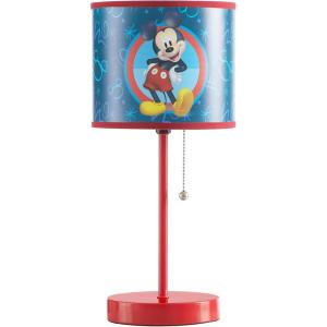imageDisney Mickey Mouse Kids Table Lamp for KidsStick Lamp with Printed Shade ampamp Pull ChainBedroom or Nursery Nightstand Lighting