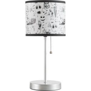 imageDisney Nightmare Before Christmas Kids Table Lamp for KidsStick Lamp with Printed Shade ampamp Pull ChainBedroom or Nursery Nightstand Lighting