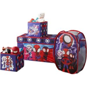 imageIdea Nuova Marvel Spidey and His Amazing Friends 4 Piece Room Solution Storage SetToy Organizer Collapsible Bins ampamp Hamper for Kids Bedroom or PlayroomSpidey and His Amazing Friends