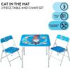 imageDr Seuss Cat in The Hat Kids Activity Table and Chair Set3Piece Furniture Set with 1 Square Table ampamp 2 Folding ChairsPlayroom Table Set for Ages 3