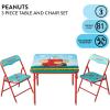imagePeanuts Kids Activity Table and Chair Set3Piece Furniture Set with 1 Square Table ampamp 2 Folding ChairsPlayroom Table Set for Ages 3