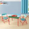 imagePeanuts Kids Activity Table and Chair Set3Piece Furniture Set with 1 Square Table ampamp 2 Folding ChairsPlayroom Table Set for Ages 3