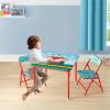 imagePeanuts Kids Activity Table and Chair Set3Piece Furniture Set with 1 Square Table ampamp 2 Folding ChairsPlayroom Table Set for Ages 3