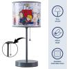 imagePeanuts Snoopy Kids Table Lamp for KidsStick Lamp with Printed Shade ampamp Pull ChainBedroom or Nursery Nightstand Lighting