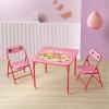 imageStrawberry Shortcake Kids Activity Table and Chair Set3Piece Furniture Set with 1 Square Table ampamp 2 Folding ChairsPlayroom Table Set for Ages 3