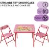 imageStrawberry Shortcake Kids Activity Table and Chair Set3Piece Furniture Set with 1 Square Table ampamp 2 Folding ChairsPlayroom Table Set for Ages 3