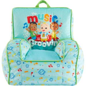 imageCocomelon Toddler Square Bean Bag Sofa Chair with Piping and Top Carry HandleSoft Lightweight Kids Lounge Seating