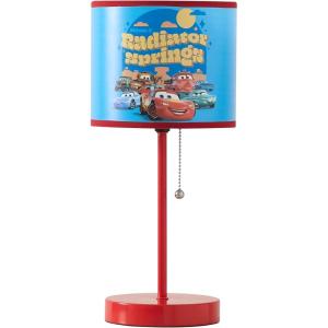 imageDisney Pixar Cars Kids Table Lamp for KidsStick Lamp with Printed Shade ampamp Pull ChainBedroom or Nursery Nightstand Lighting