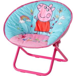 imageIdea Nuova Peppa Pig 19 Folding Saucer Chair for Bedroom Playroom or TV Room Toddler Chair with Foldable Metal Frame Portable ampamp ComfortableAges 3
