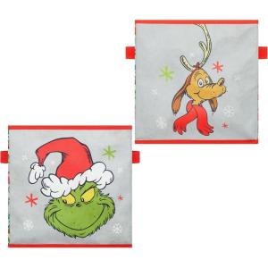 imageGrinch Dr Seuss Storage Cubes for Kids2 Pack Collapsible Fabric Bins with Handles Holiday Organizer Boxes for Bedroom Playroom ampamp Nursery Festive Christmas Storage Baskets