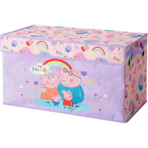 imagePeppa Pig Collapsible Storage Trunk with LidLarge Chest Organizer for Kids Bedroom Playroom ampamp NurseryDurable Fabric Toy Box with Handles