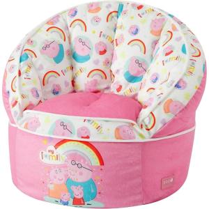 imagePeppa Pig Kids Bean Bag Chair Soft Plush Lounge Seat with Rainbow ampamp Family Print Cozy Chair for Bedroom Playroom or NurseryPink