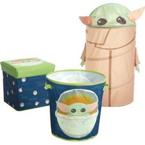 imageIdea Nuova Star Wars The Mandalorian The Child 3 Piece Collapsible Storage Set with Collapsible Ottoman Bin and Figural Dome Pop Up Hamper WK330485Green