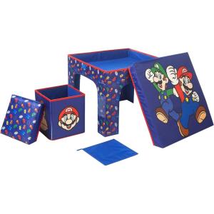 imageIdea Nuova Nintendo Super Mario 3 Piece Collapsible Table and Chair Set with Storage Table and 2 Ottomans