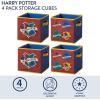 imageHarry Potter Kids Storage Cubes 4 Pack Foldable Fabric Bins with Handles Collapsible Organizer Boxes for Bedroom Playroom ampamp Nursery Durable Kids Storage Solution