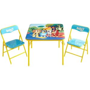 image:imageSega Sonic The Hedgehog Kids Table and Chair Set 3Piece Square Table with 2 Folding Chairs for Playroom amp ActivitiesBluey
