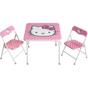 image:imageSega Sonic The Hedgehog Kids Table and Chair Set 3Piece Square Table with 2 Folding Chairs for Playroom amp ActivitiesHello Kitty