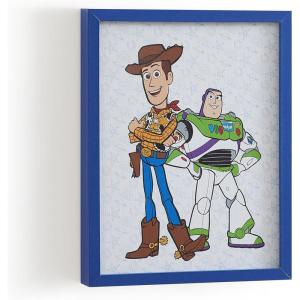 image:imageDisney Toy Story Woody amp Buzz Lightyear Framed Wall Art for Kids Room Colorful Cartoon Canvas Print with Blue Frame Decor for Boys Bedroom Playroom Nursery Wall Hanging