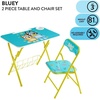 image:imageBluey 2 Piece Table and Chair Set Folding Kids Desk with Storage Basket Childrens Activity Table for Drawing Learning Crafts Playroom Furniture Ages 3