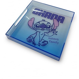 image:imageDisney Stitch Ohana Acrylic Square Table Top Decorative Serving Tray with Carry Handles for Bathroom Desktop Vanity Kitchen Table 8x785Stitch