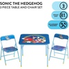 image:imageDisney Stitch Kids Activity Table and Chair Set 3Piece Folding Toddler Table with 2 Chairs Padded Seats Durable Frame for Play Crafts amp SnacksSonic the Hedgehog
