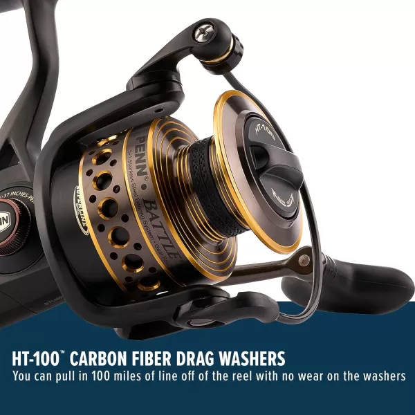 PENN Battle Spinning Reel Kit, Size 5000, Includes Reel Cover and Spare Anodized Aluminum Spool, Right/Left Handle Position, HT-100 Front Drag System