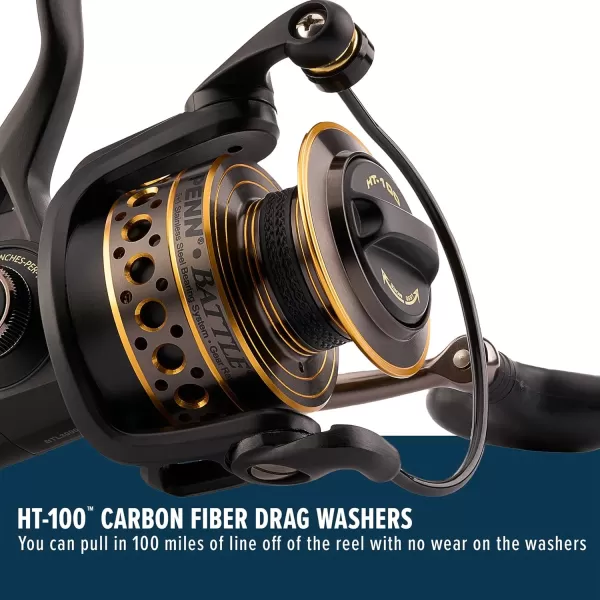 PENN Battle Spinning Reel Kit, Size 5000, Includes Reel Cover and Spare Anodized Aluminum Spool, Right/Left Handle Position, HT-100 Front Drag System