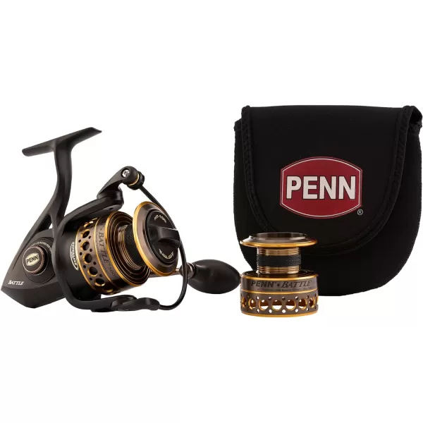 PENN Battle Spinning Reel Kit, Size 5000, Includes Reel Cover and Spare Anodized Aluminum Spool, Right/Left Handle Position, HT-100 Front Drag System