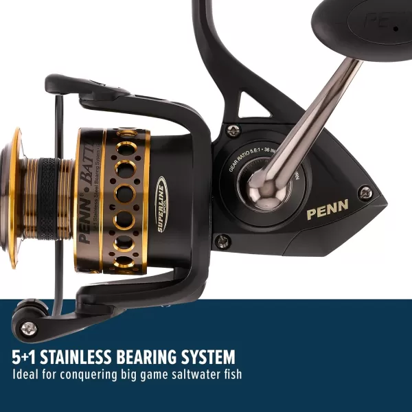 PENN Battle Spinning Reel Kit, Size 5000, Includes Reel Cover and Spare Anodized Aluminum Spool, Right/Left Handle Position, HT-100 Front Drag System