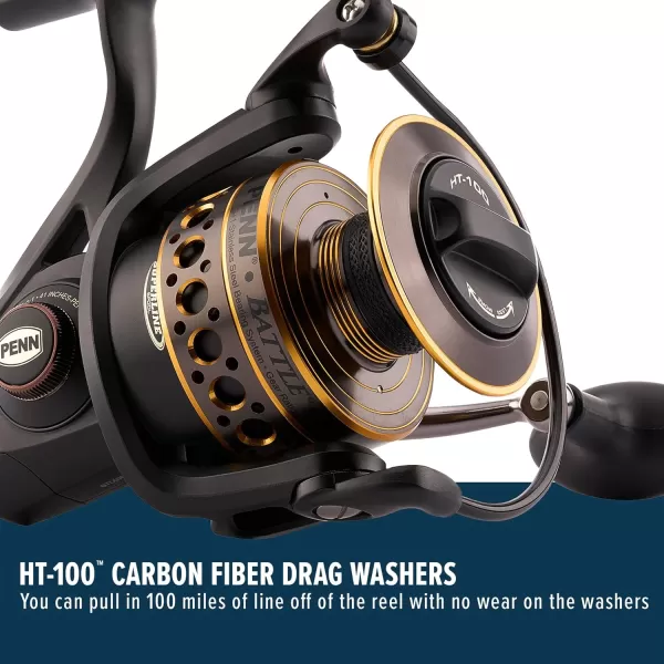 PENN Battle Spinning Reel Kit, Size 5000, Includes Reel Cover and Spare Anodized Aluminum Spool, Right/Left Handle Position, HT-100 Front Drag System
