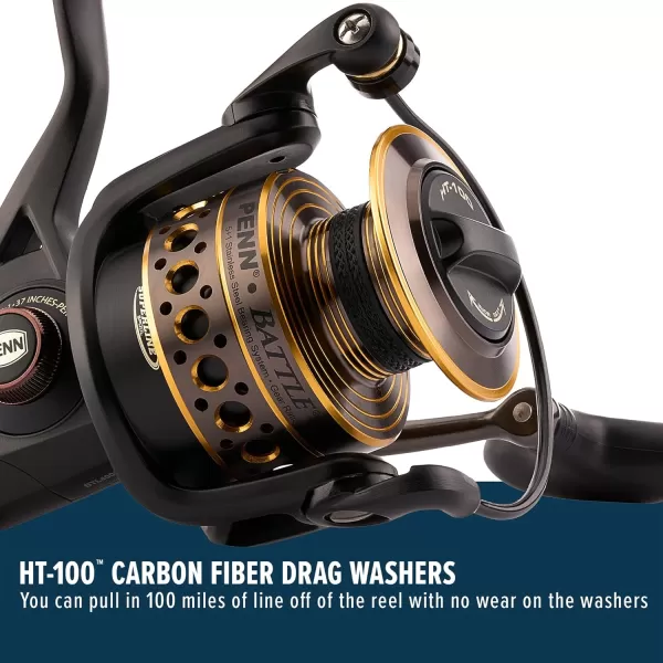 PENN Battle Spinning Reel Kit, Size 5000, Includes Reel Cover and Spare Anodized Aluminum Spool, Right/Left Handle Position, HT-100 Front Drag System