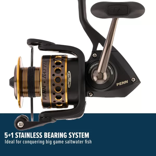 PENN Battle Spinning Reel Kit, Size 5000, Includes Reel Cover and Spare Anodized Aluminum Spool, Right/Left Handle Position, HT-100 Front Drag System