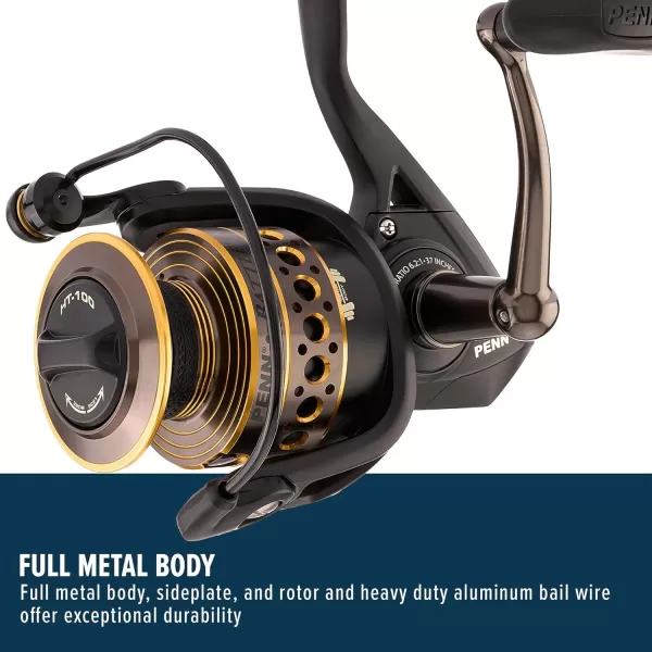 PENN Battle Spinning Reel Kit, Size 5000, Includes Reel Cover and Spare Anodized Aluminum Spool, Right/Left Handle Position, HT-100 Front Drag System