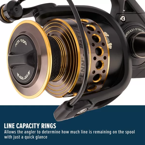 PENN Battle Spinning Reel Kit, Size 5000, Includes Reel Cover and Spare Anodized Aluminum Spool, Right/Left Handle Position, HT-100 Front Drag System