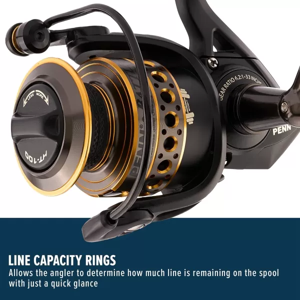 PENN Battle Spinning Reel Kit, Size 5000, Includes Reel Cover and Spare Anodized Aluminum Spool, Right/Left Handle Position, HT-100 Front Drag System