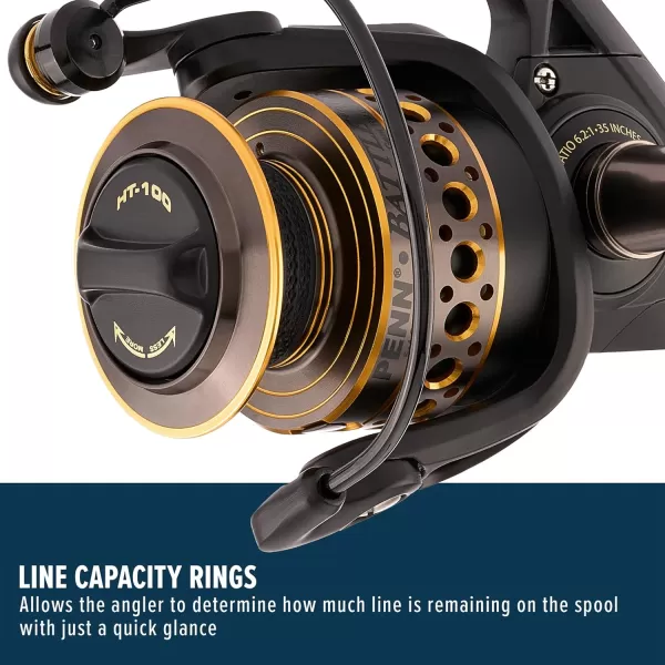 PENN Battle Spinning Reel Kit, Size 5000, Includes Reel Cover and Spare Anodized Aluminum Spool, Right/Left Handle Position, HT-100 Front Drag System