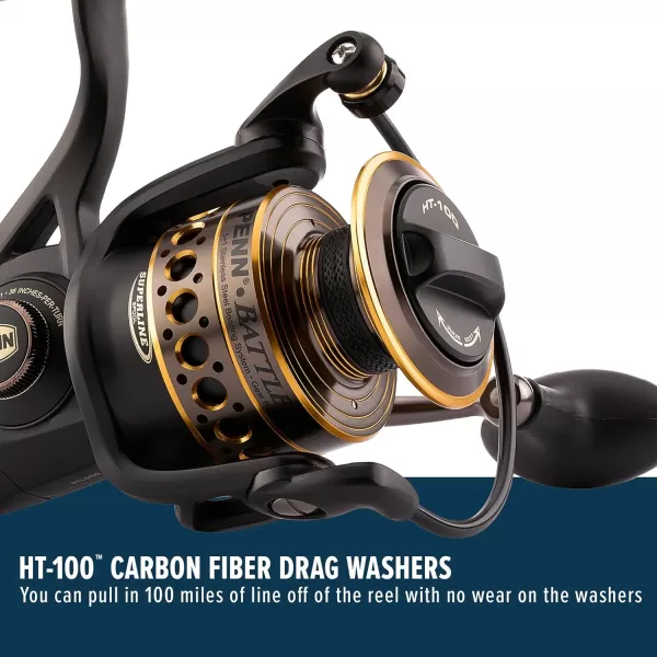 PENN Battle Spinning Reel Kit, Size 5000, Includes Reel Cover and Spare Anodized Aluminum Spool, Right/Left Handle Position, HT-100 Front Drag System