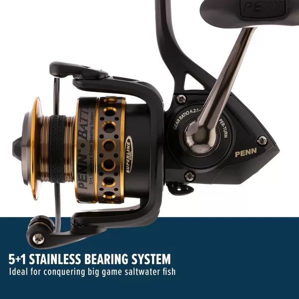 PENN Battle Spinning Reel Kit, Size 5000, Includes Reel Cover and Spare Anodized Aluminum Spool, Right/Left Handle Position, HT-100 Front Drag System