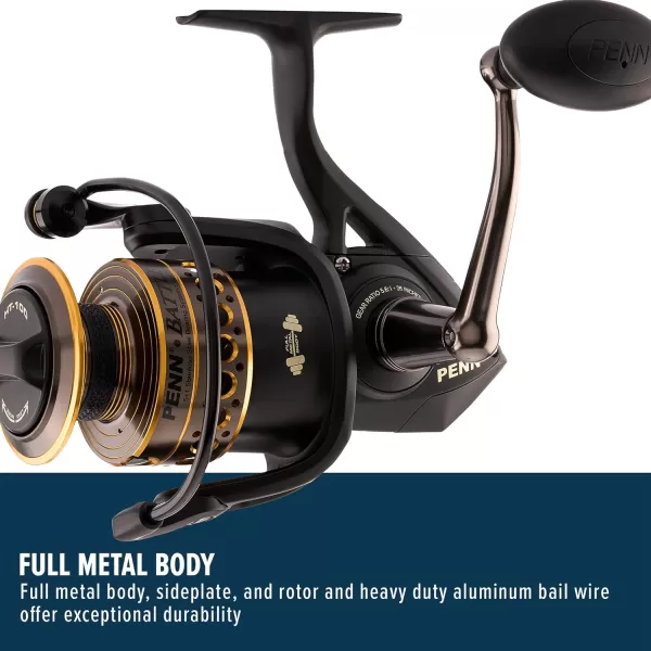 PENN Battle Spinning Reel Kit, Size 5000, Includes Reel Cover and Spare Anodized Aluminum Spool, Right/Left Handle Position, HT-100 Front Drag System