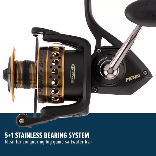 PENN Battle Spinning Reel Kit, Size 5000, Includes Reel Cover and Spare Anodized Aluminum Spool, Right/Left Handle Position, HT-100 Front Drag System