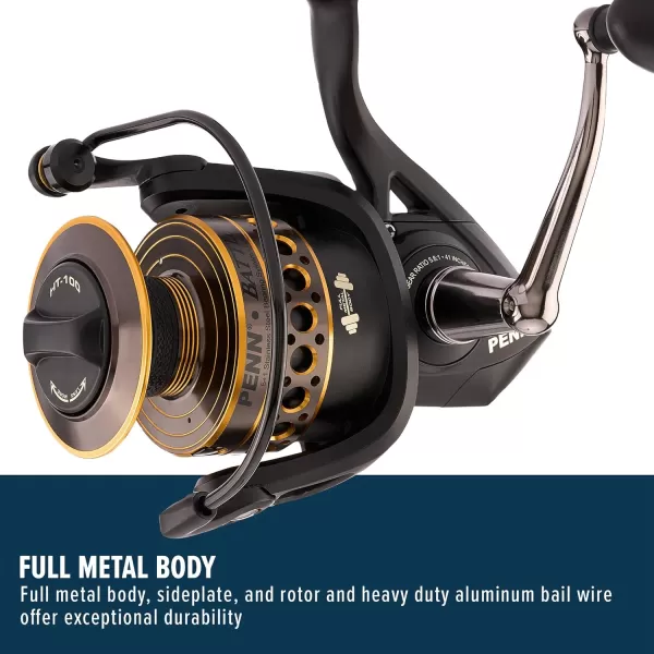 PENN Battle Spinning Reel Kit, Size 5000, Includes Reel Cover and Spare Anodized Aluminum Spool, Right/Left Handle Position, HT-100 Front Drag System