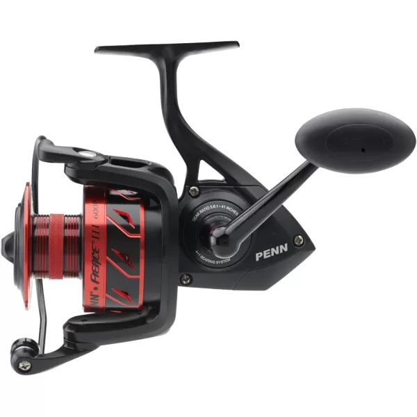 PENN Fierce III Spinning Inshore Fishing Reel, Size 2000, Right/Left Handle Position, 5 Bearings for Smooth Operation