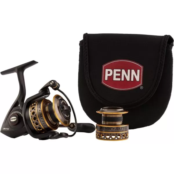PENN Battle Spinning Reel Kit, Size 5000, Includes Reel Cover and Spare Anodized Aluminum Spool, Right/Left Handle Position, HT-100 Front Drag System