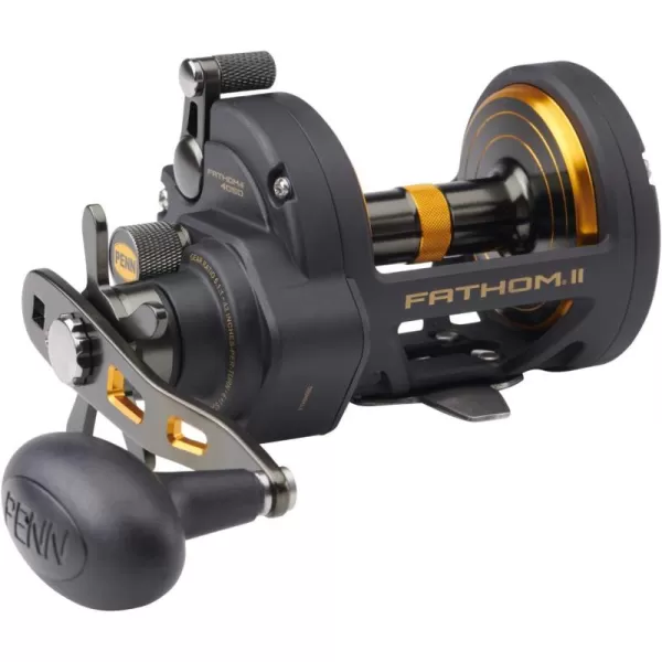PENN Fathom II Star Drag Reel, Size 40 Fishing Reel, Right Handle Position, Black Gold