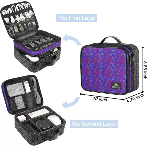 MATEIN Cable Organizer Bag, Waterproof Travel Electronic Storage with Adjustable Divider, Shockproof Portable Double Layer Tech Bags Carrying Case for Cord, Earbuds, Charger, SD Card, Tech Gift, Black