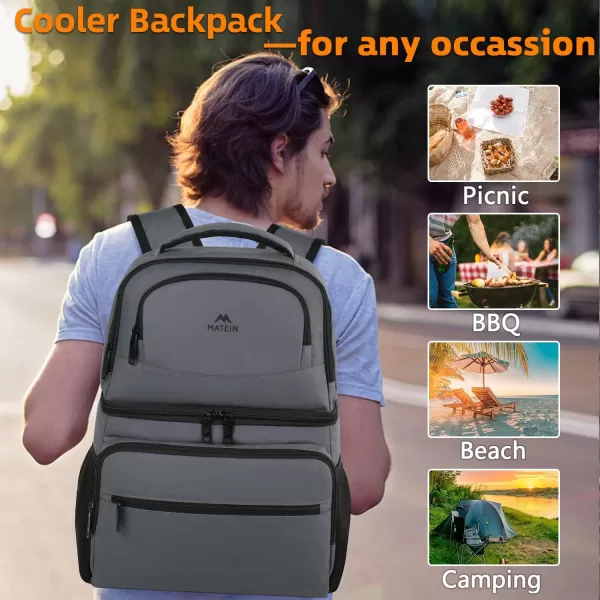 MATEIN Cooler Backpack, 26 Cans Insulated Lunch Backpack for Man Women, Leakproof Double Layer Lunch Cooler Bag Lightweight Soft Lunch Backpack with Cooler Compartment, Beach Camping Hiking Beer Gifts
