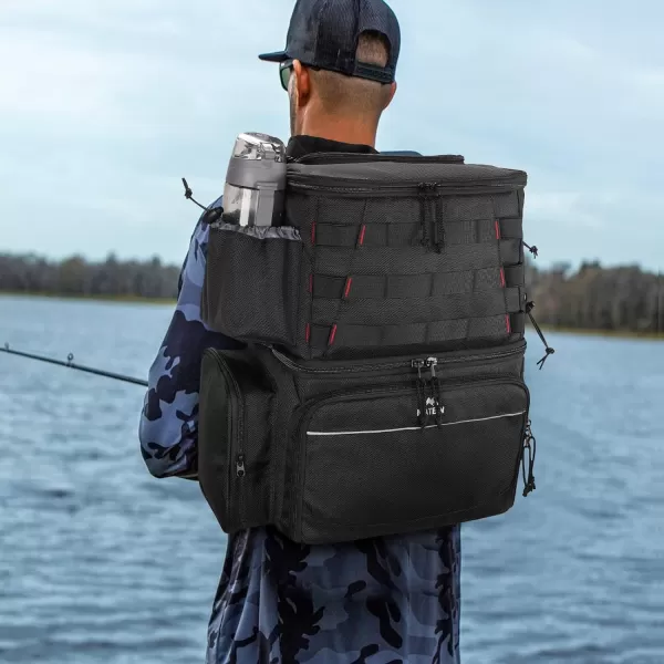 MATEIN Fishing Tackle Backpack with Cooler, Large Fishing Bag with Rod Holders for 4 Trays  &amp; Fishing gear