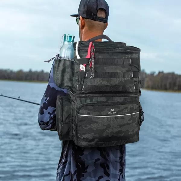 MATEIN Fishing Tackle Backpack with Cooler, Large Fishing Bag with Rod Holders for 4 Trays  &amp; Fishing gear